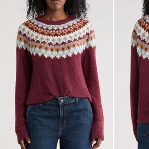 Women's Burgundy Patterned Sweater